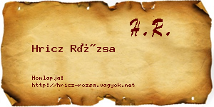 Hricz Rózsa névjegykártya